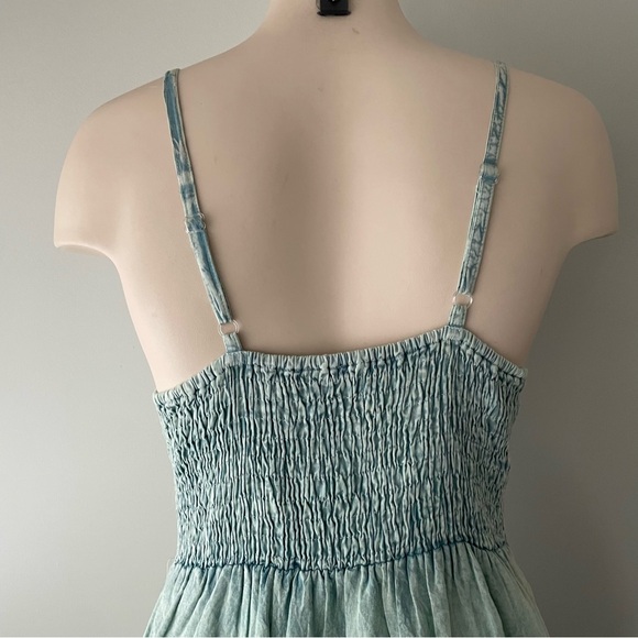 Y2K Vintage Amiani Acid Wash Beaded Boho Chic Ruffle Hem Tank Midi Dress Medium - Picture 6 of 7